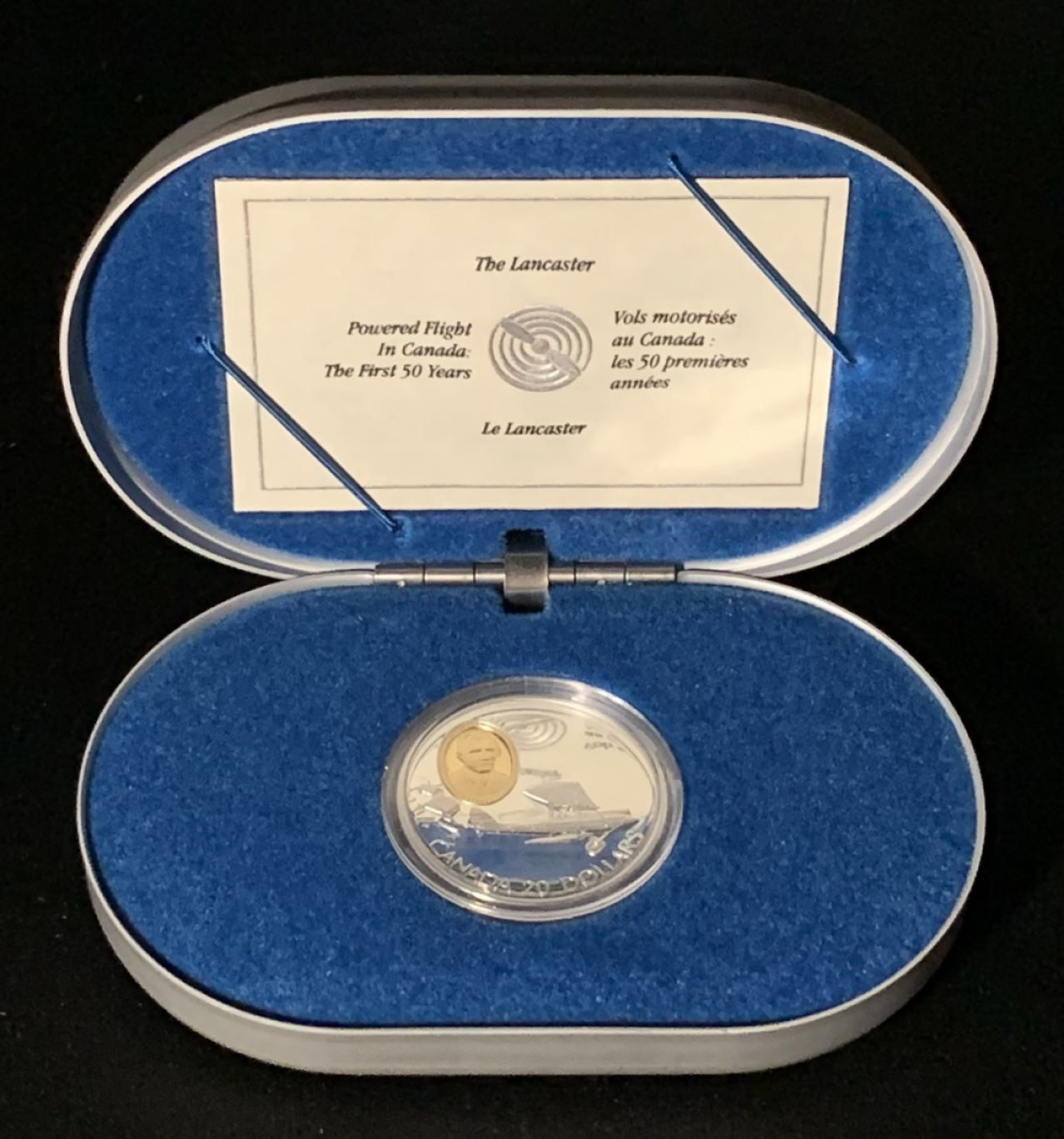 紫瑗钱币——第227期拍卖 加拿大 1992年 航空系列 飞行员 默顿·西摩 20元 镶金 31.1克 0.925银 精制 原盒证书