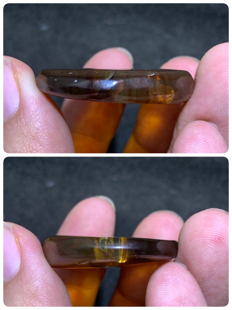 精美天然缅甸金棕红棕双色琥珀随形大吊坠一个
