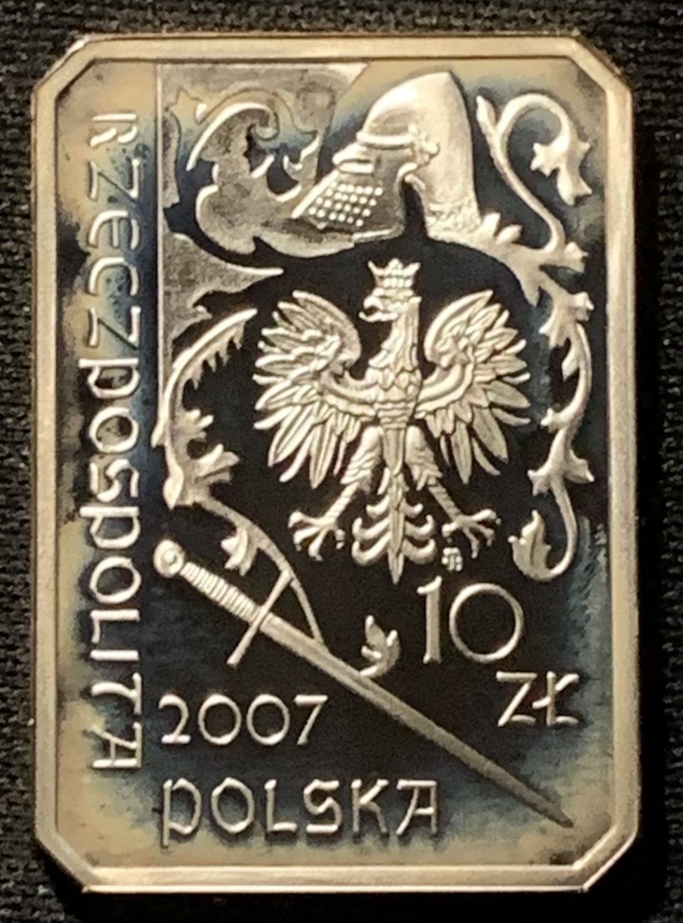 紫瑗钱币——第227期拍卖 波兰 2007年 骑士骑马比赛 10兹罗提 异形纪念币 14.05克 0.925银 精制