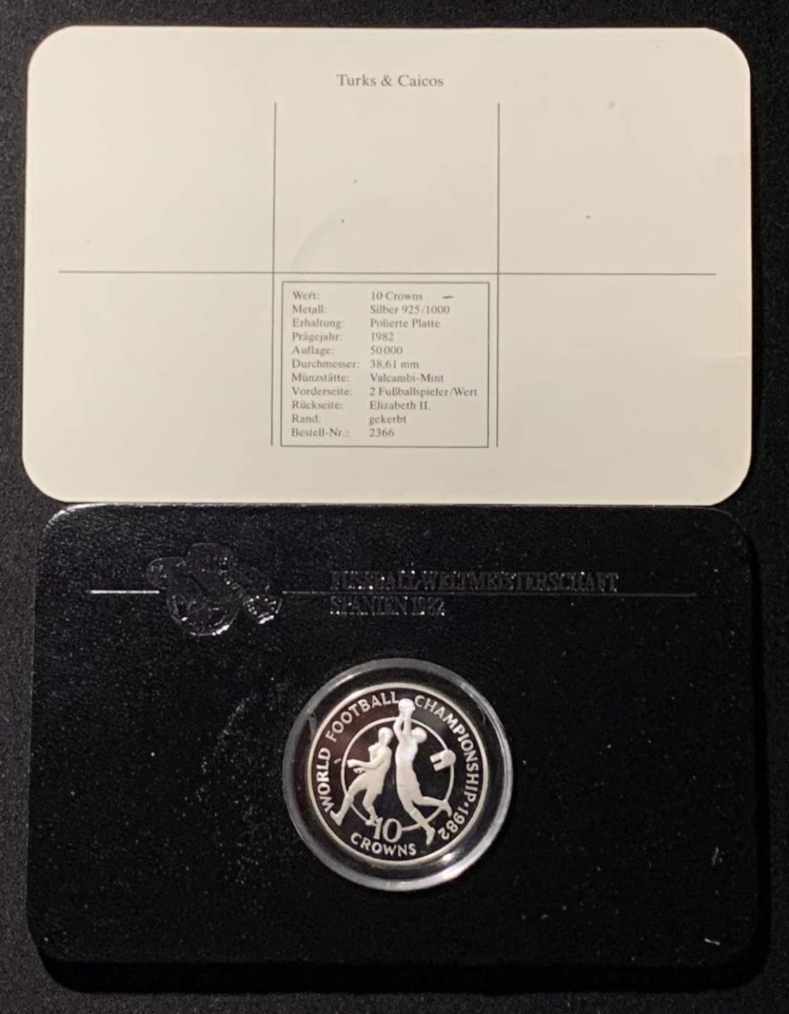 紫瑗钱币——第227期拍卖    共3张 特克斯与凯恩斯 1982年 西班牙世界杯 守门 10元 23.28克 0.925银 精制 德国原装卡