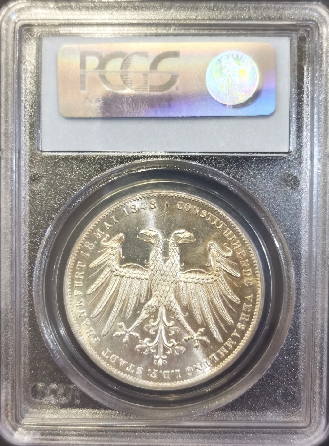 博洋堂双十一“璀璨之夜”精品专场暨第005期（全场包邮） PCGS MS63 德国法兰克福1848年宪法2盾大银币，经典双头鹰