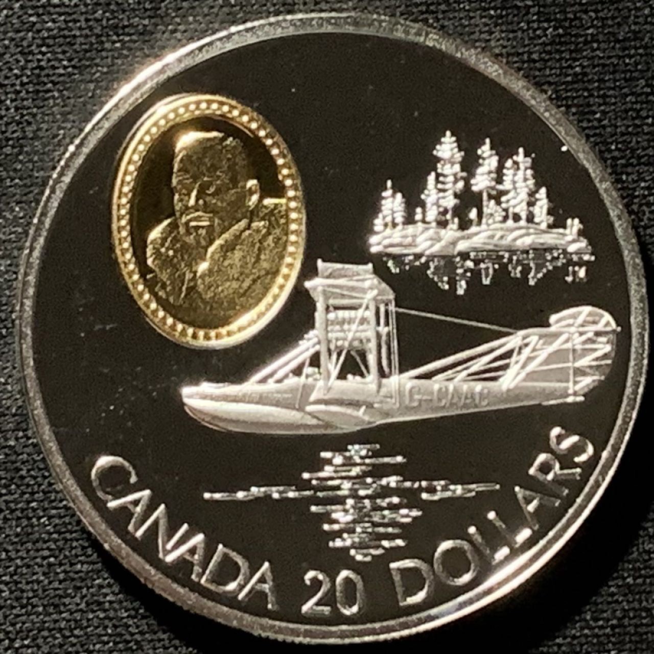 紫瑗钱币——第227期拍卖 加拿大 1994年 航空系列 飞行员 斯图尔特·格雷厄姆 20元 镶金 31.1克 0.925银 精制 原盒证书