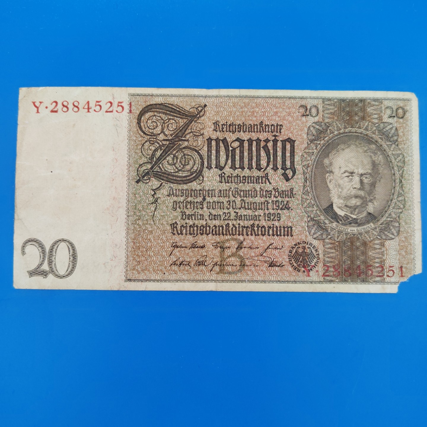 王之爱好～外国纸币 1929年，20马克，德国纸币