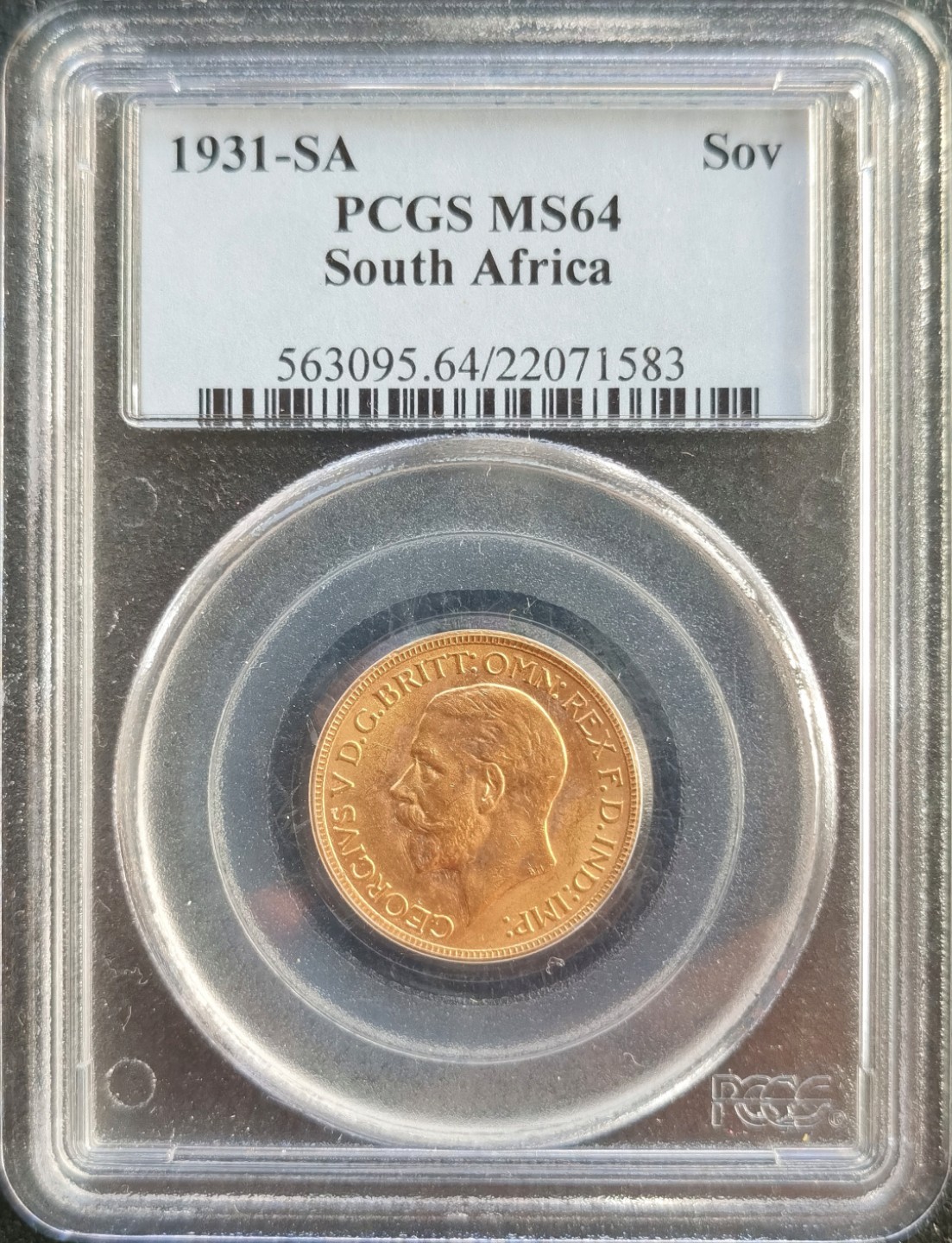 博洋堂双十一“璀璨之夜”精品专场暨第005期（全场包邮） PCGS MS64 英属南非1931年1索维林金币