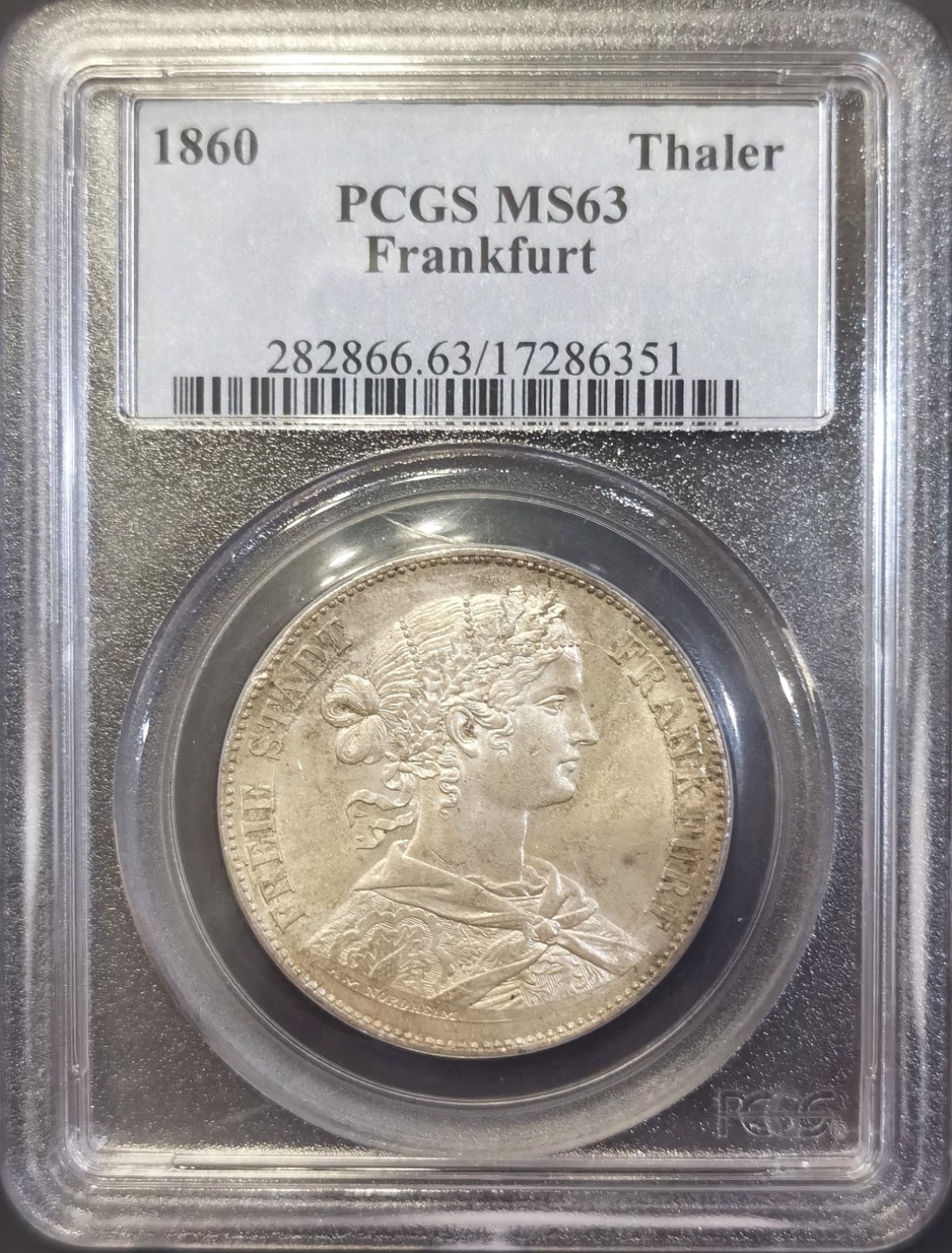 博洋堂双十一“璀璨之夜”精品专场暨第005期（全场包邮） PCGS MS63 德国法兰克福1860年美女泰勒银币