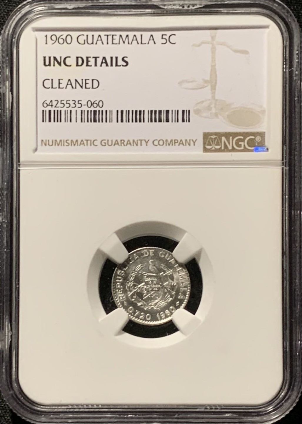 紫瑗钱币——第269期拍卖 危地马拉 1960年 面包树 5分 银币 NGC UNC Detail 
