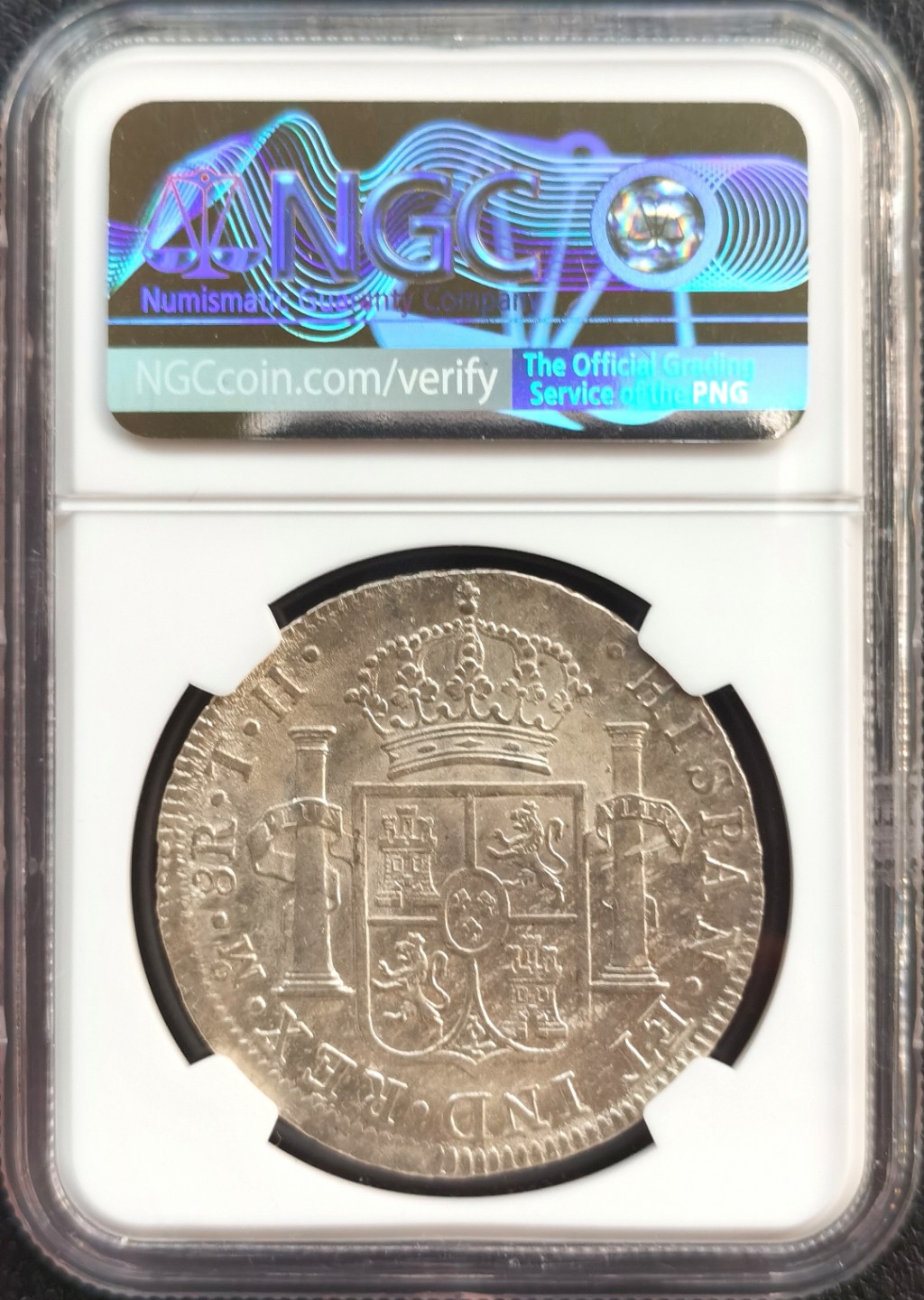 博洋堂双十一“璀璨之夜”精品专场暨第005期（全场包邮） NGC MS61 西属墨西哥1804年卡四双柱银币，深打漂亮