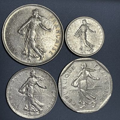 外国硬币0元起拍（27） - 法国播种女神1/2+1+2+5法郎