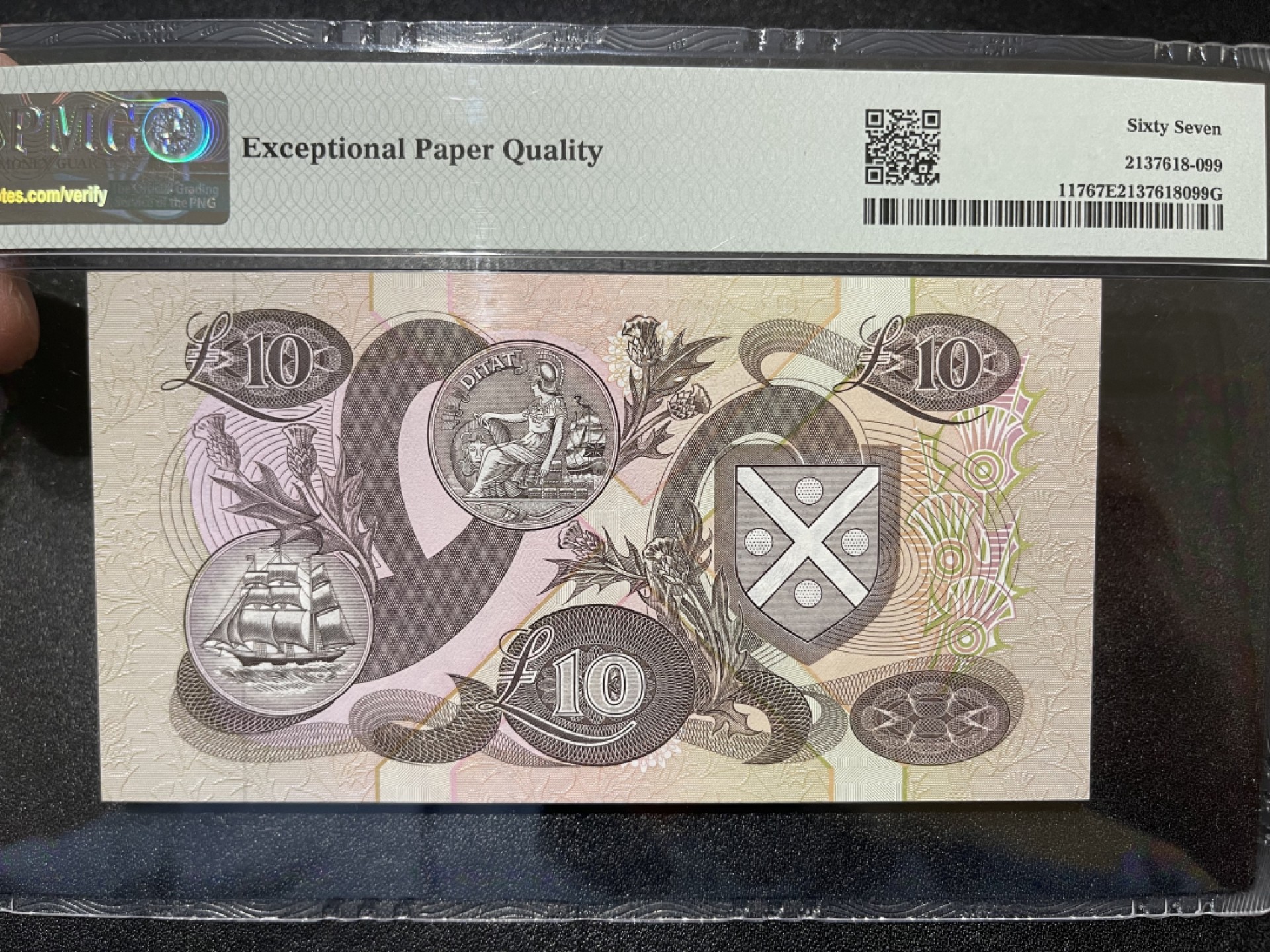 《外钞收藏家》第二百一十六期 1994年苏格兰10镑 PMG67 靓号