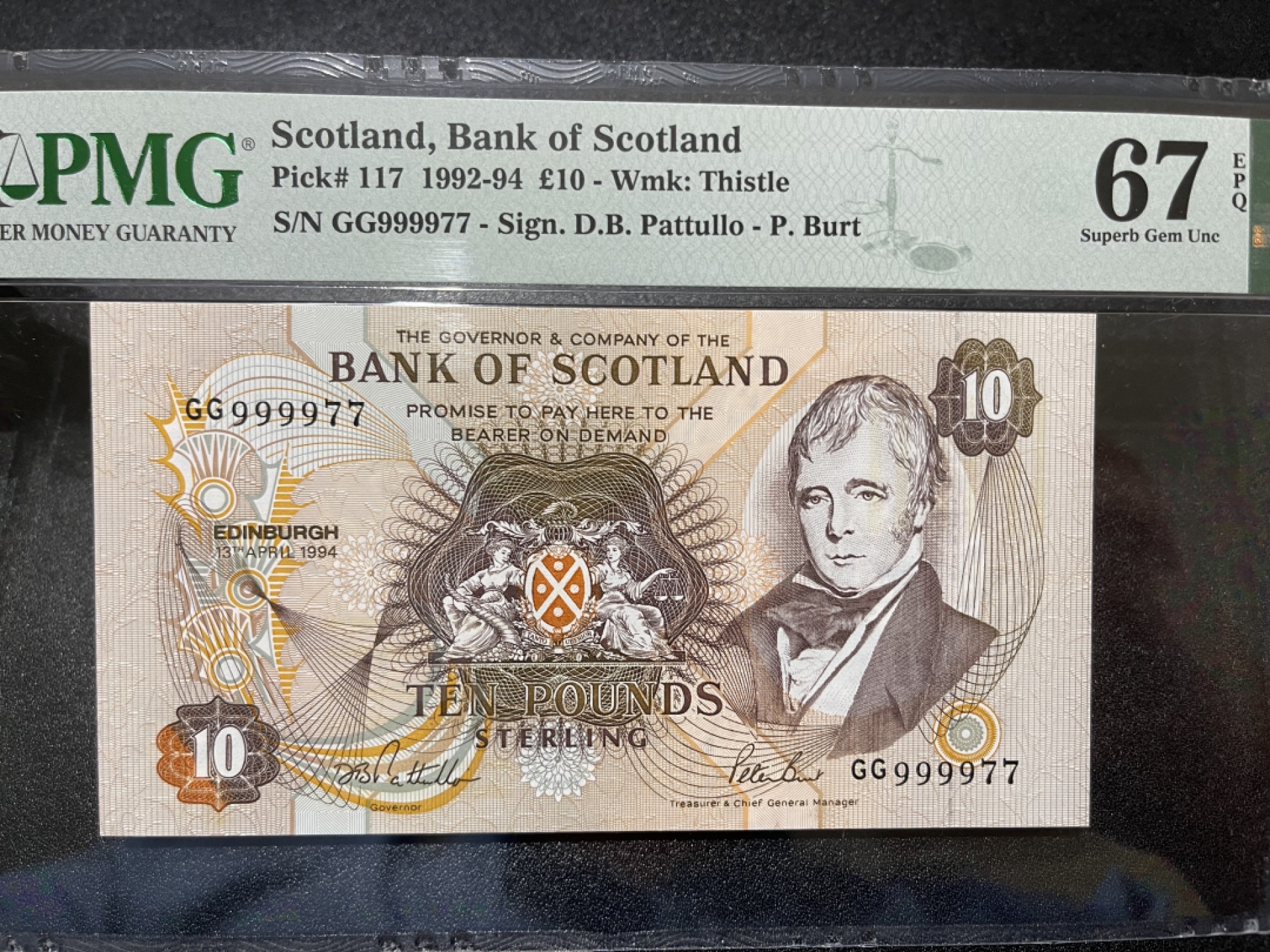 《外钞收藏家》第二百一十六期 1994年苏格兰10镑 PMG67 靓号