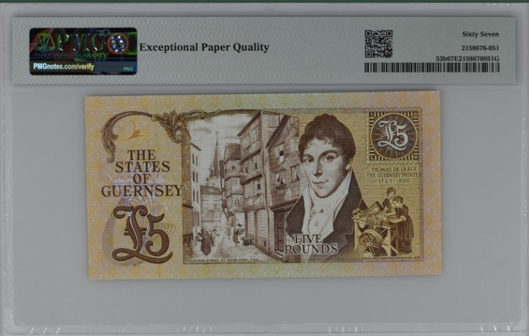 收藏联盟Quantum Auction 第207期拍卖 格恩西岛1990-95年5镑 PMG67 内带豹子号333 德纳罗创始人托马斯 