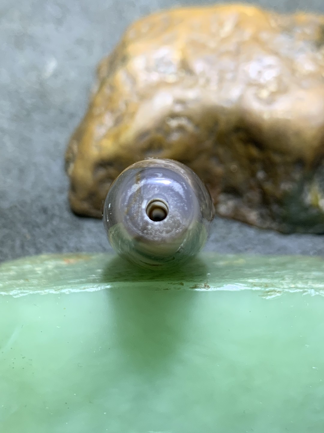 精美高玉化天珠型巴西玛瑙天眼大桶珠一个，
