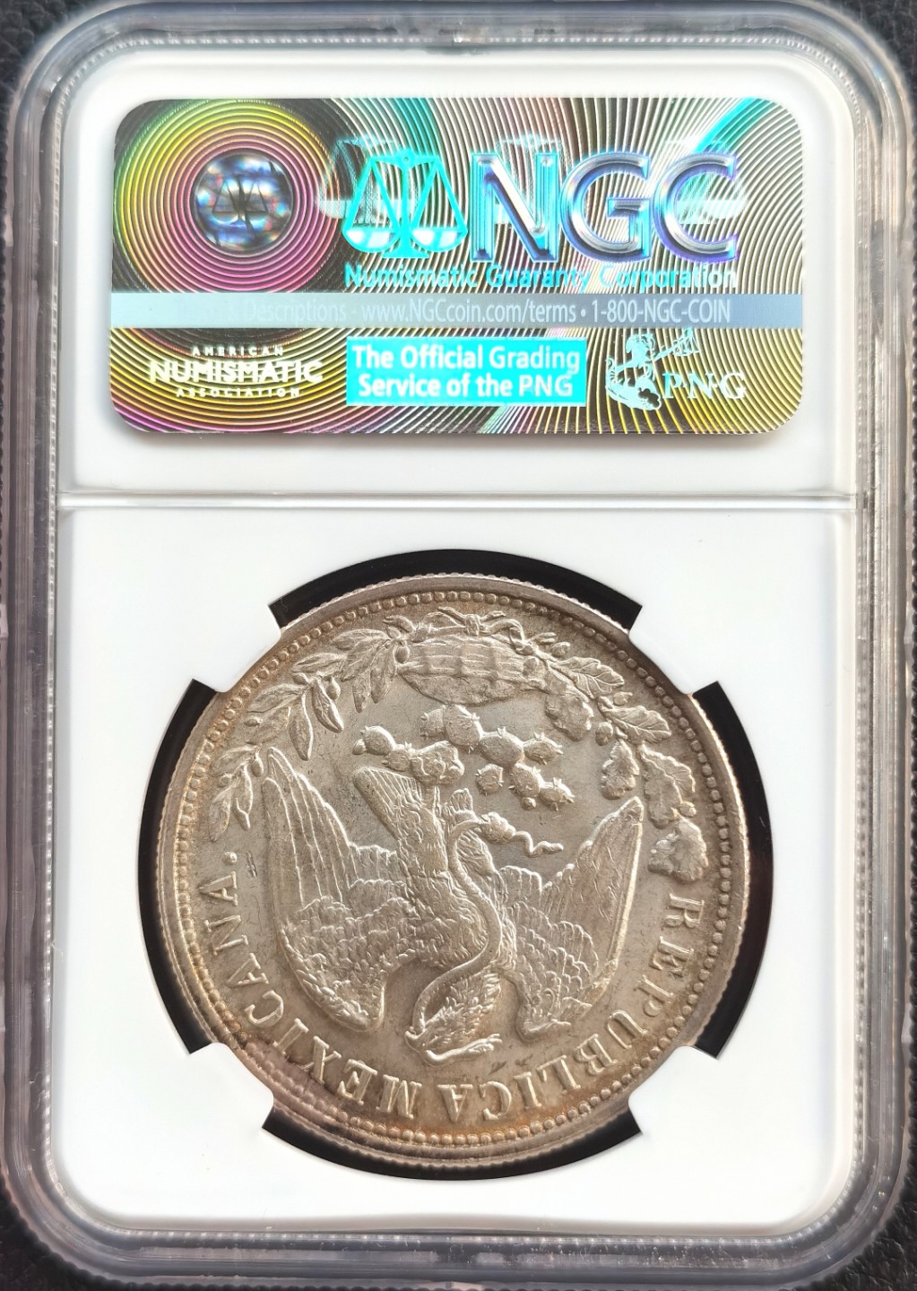 博洋堂双十一“璀璨之夜”精品专场暨第005期（全场包邮） NGC MS64 墨西哥1898年MO AM 1比索 直边鹰洋 RESTRIKE