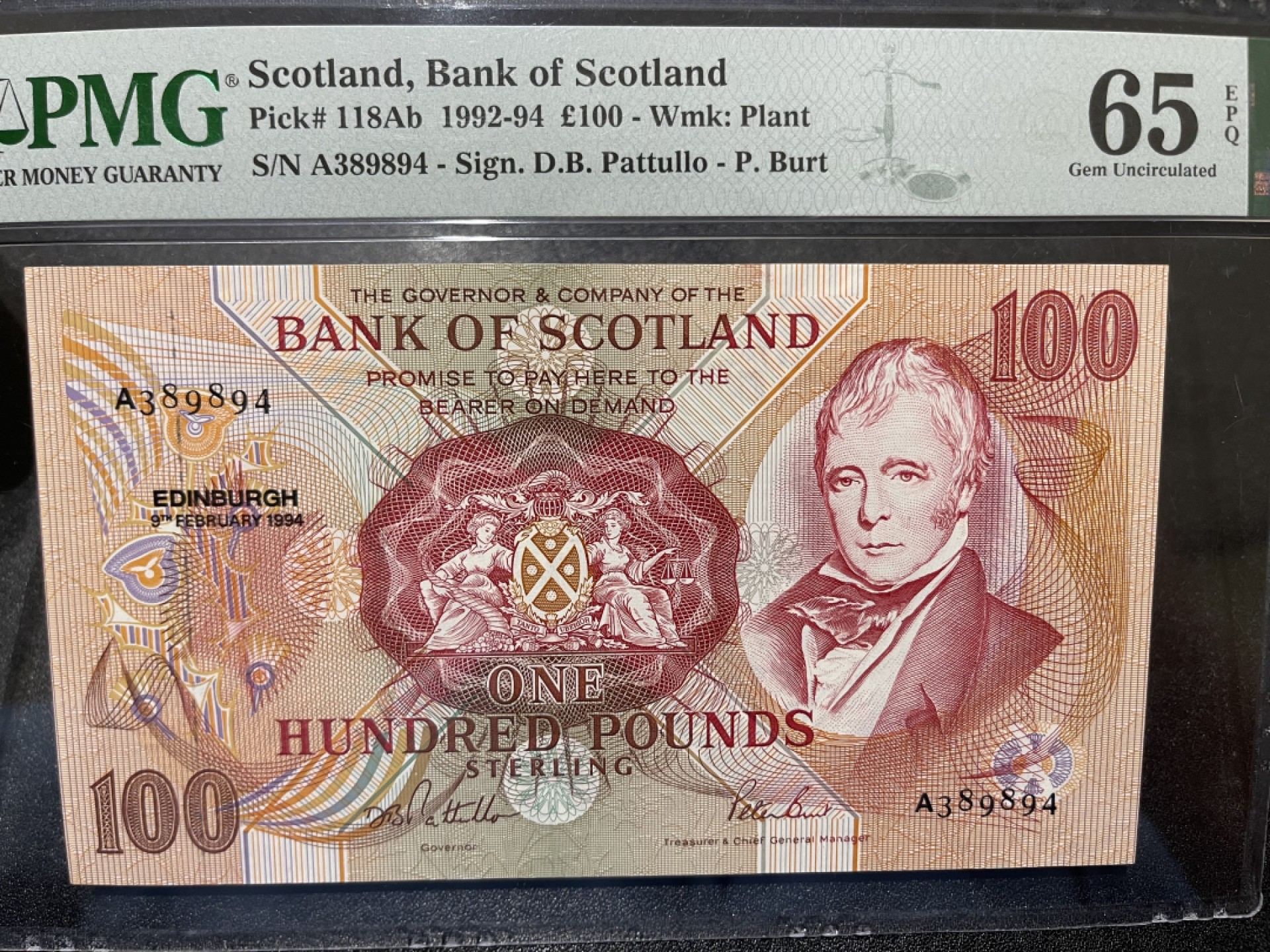 《外钞收藏家》第二百一十六期 1994年苏格兰100镑 PMG65