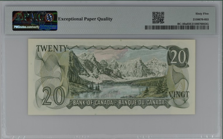 收藏联盟Quantum Auction 第207期拍卖 加拿大1969年20元 PMG65 洛基山脉 少见a版