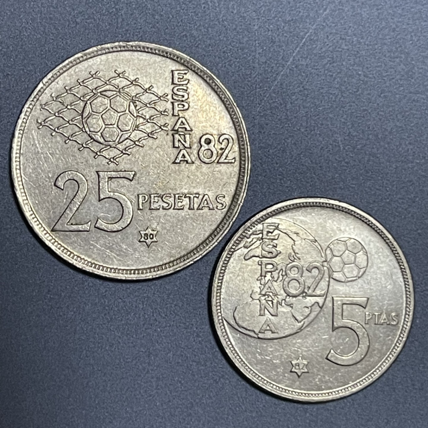 外国硬币0元起拍（27） 西班牙5+25比赛塔 世界杯纪念币