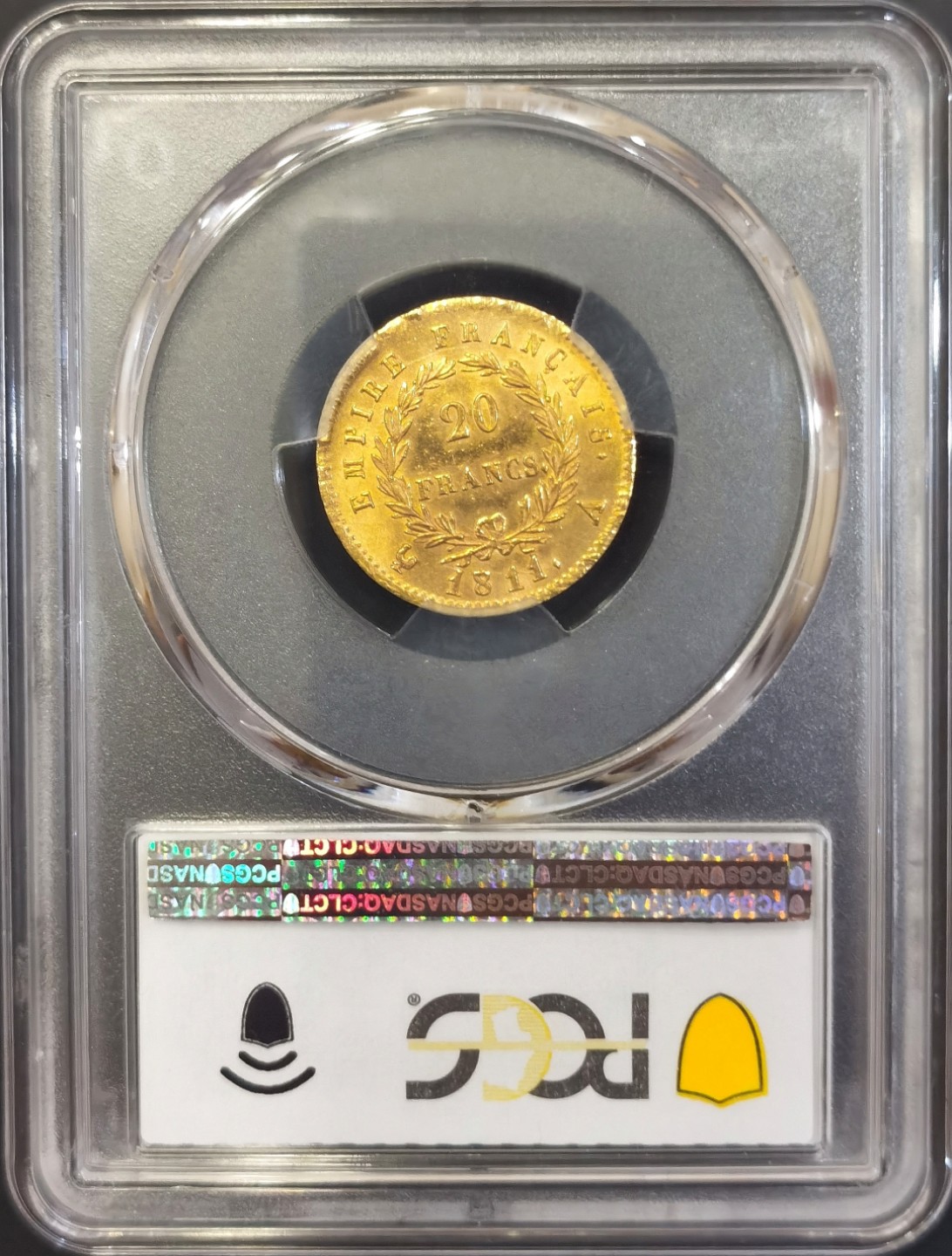 博洋堂双十一“璀璨之夜”精品专场暨第005期（全场包邮） PCGS MS62 法国1811年20法郎金币，高“1”小版别，1811最后1个1字比正常位置高很多
