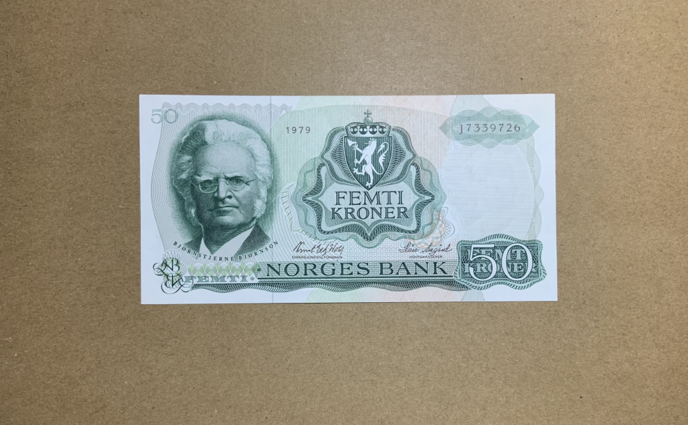 收藏联盟Quantum Auction 第207期拍卖 挪威1979年50克朗 品相UNC- 诗人比昂松