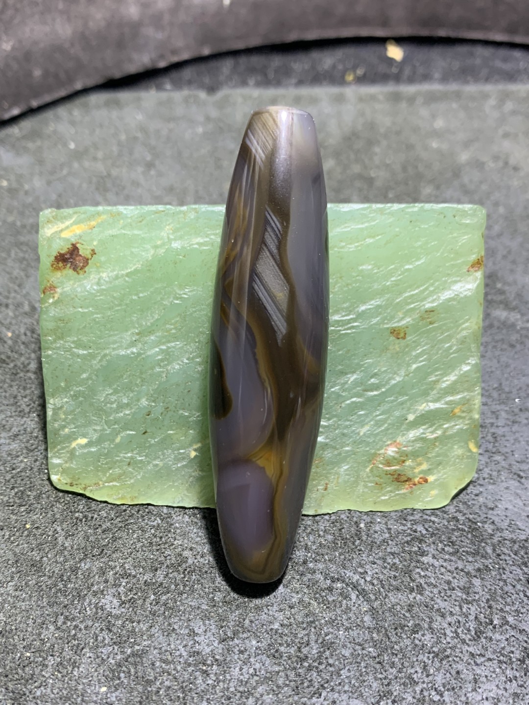 精美高玉化天珠型巴西玛瑙天眼大桶珠一个，