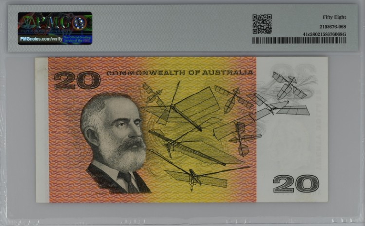 收藏联盟Quantum Auction 第207期拍卖 澳大利亚1968年20元 PMG58 早期版本 较少 澳大利亚最负盛名的飞行员 金斯福德.史密斯