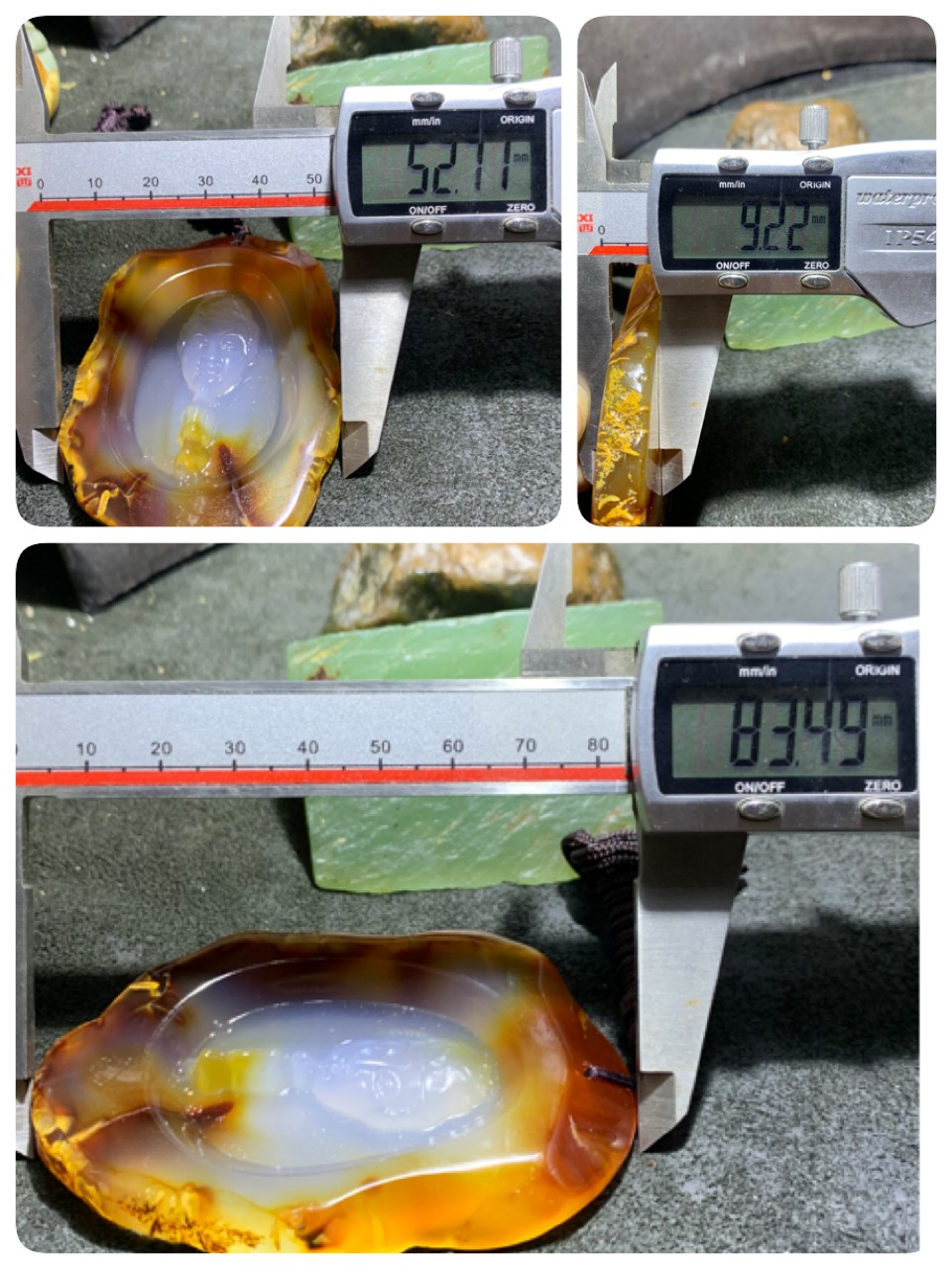 重器天然马达加斯加原皮玛瑙雕刻一心向佛牌子一块，