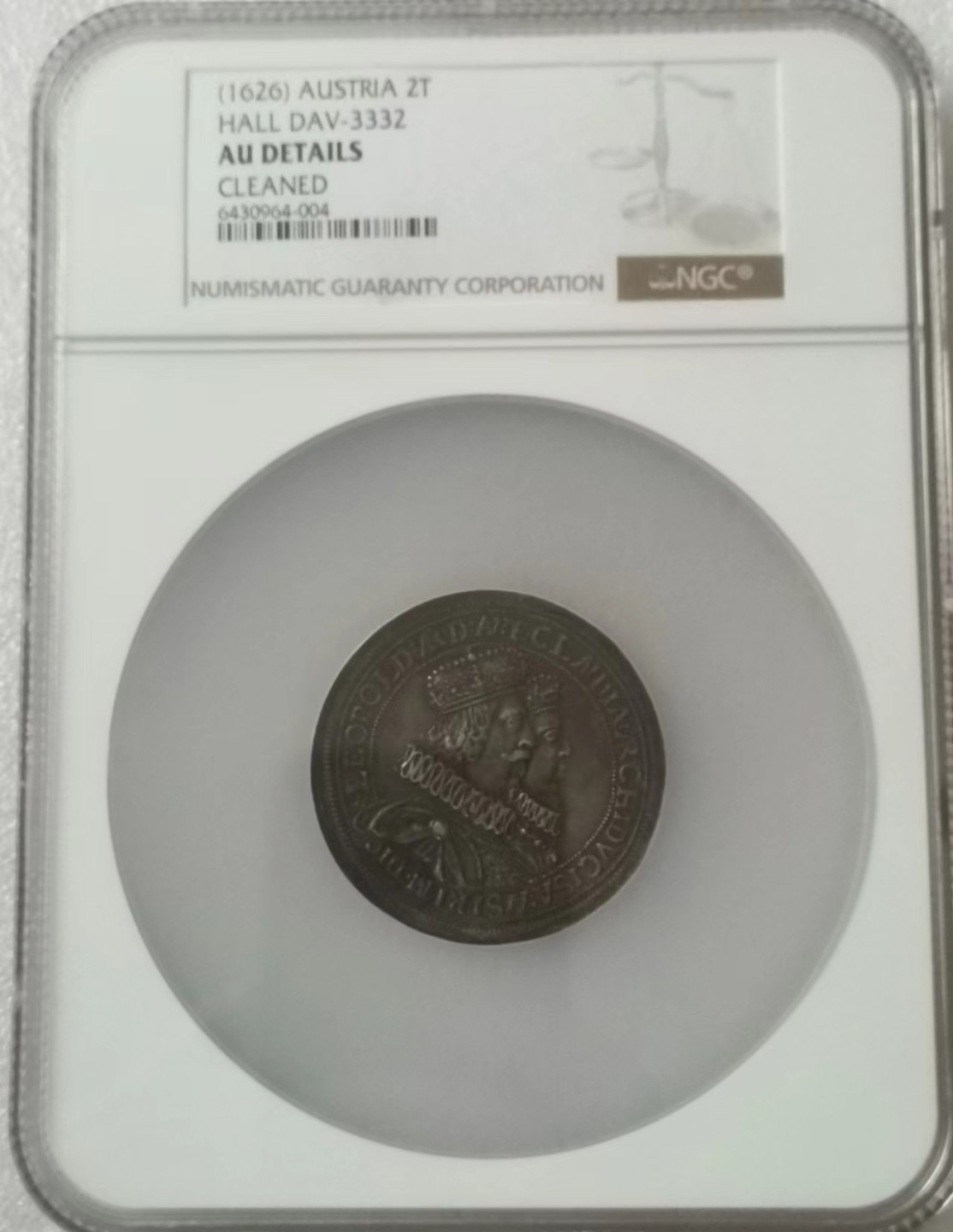 瓶子🏺第65期拍卖会 神圣罗马帝国1626年利奥波德大婚2泰勒超大银币全深打底光状态好（AU没给分，状态好过很多有分的）完全可以复评