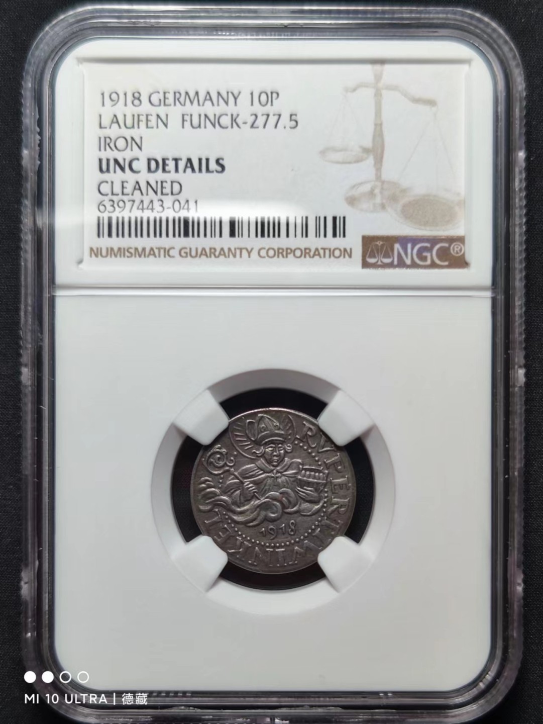 【德藏】百年德紧专场拍卖2 1918年德国劳芬市10芬尼铁币 UNC 卡尔歌茨作品