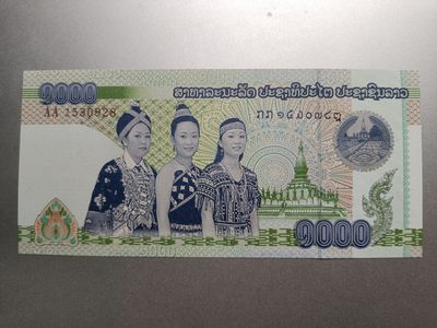 【专场20221109】巾帼不让须眉第II期——女性元素纸币专场 - 【拍品004】老挝2008年1000基普全新UNC首发冠乱蛇号，因侵权基本上被收回，存世量少