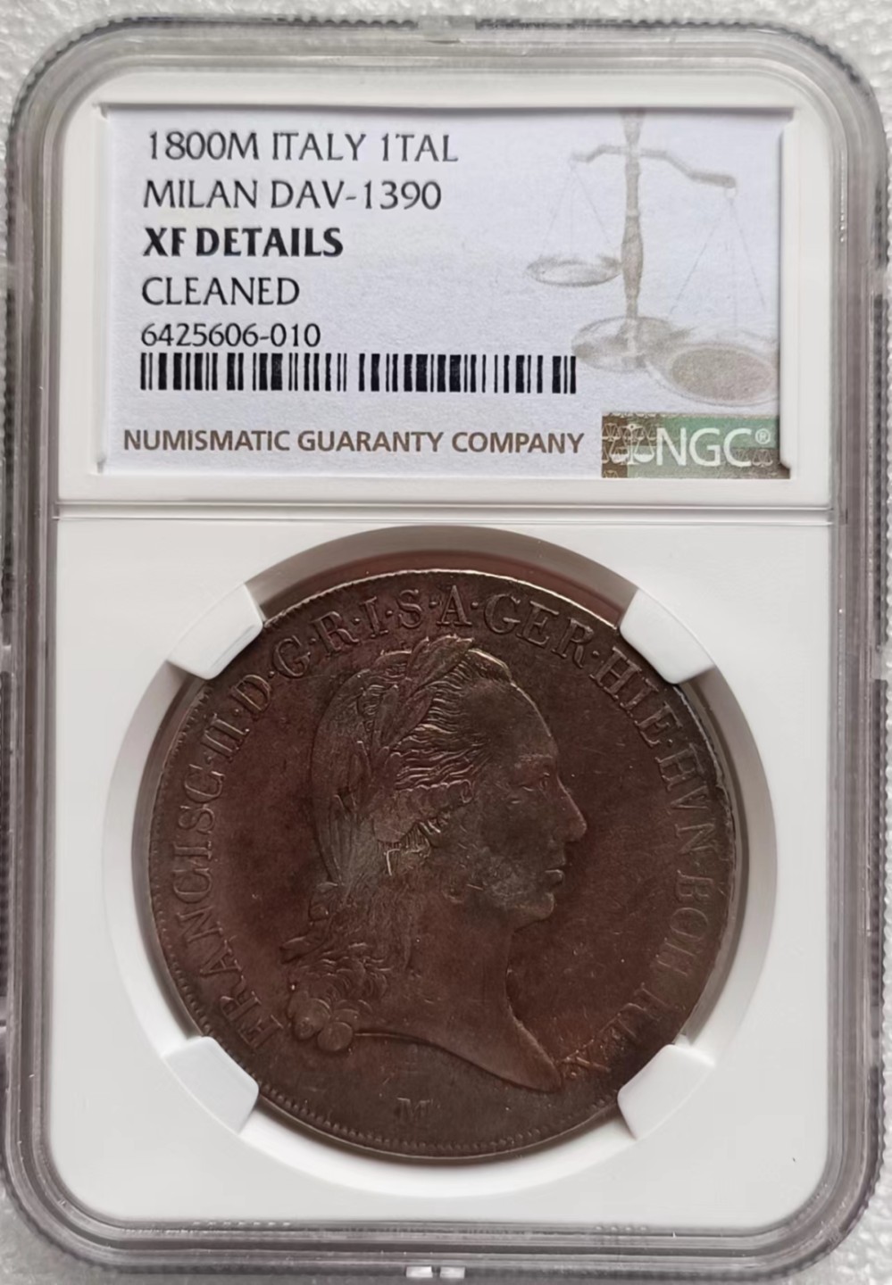 瓶子🏺第65期拍卖会 奥属尼德兰1800年1泰勒大银币 （米兰厂）稀少年份XF