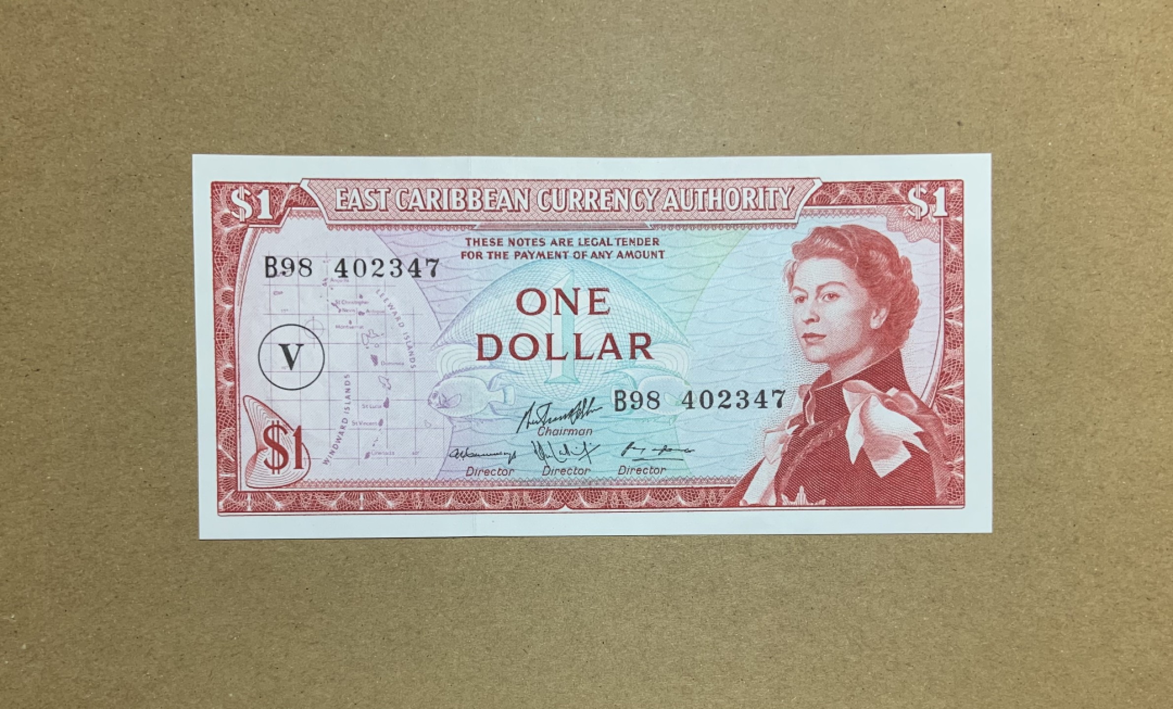 收藏联盟Quantum Auction 第207期拍卖 东加勒比1965年1元 品相AU V字冠