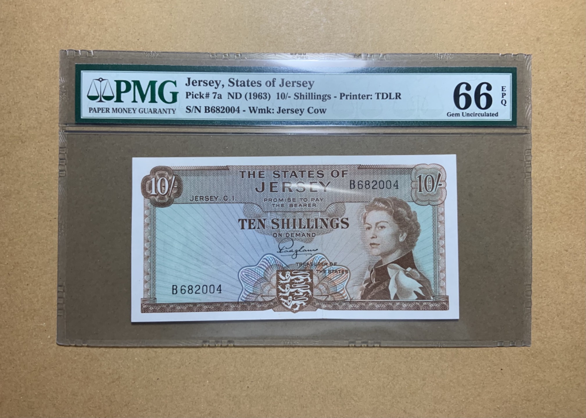 收藏联盟Quantum Auction 第207期拍卖 泽西岛1963年10先令 PMG66