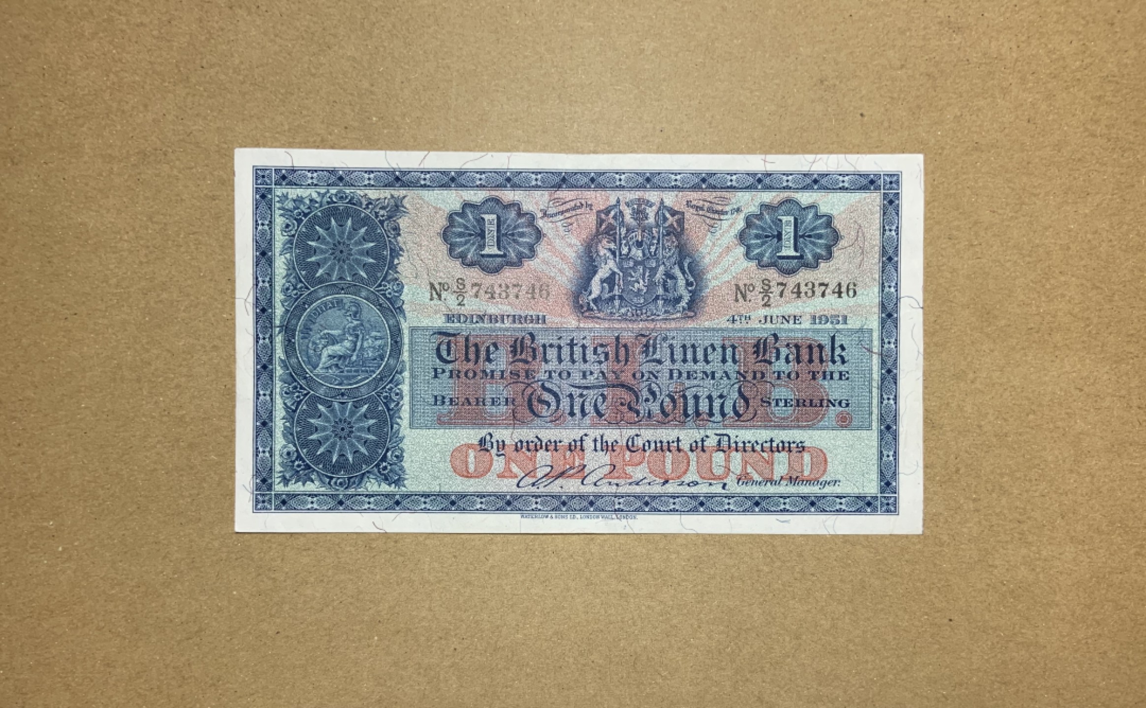 收藏联盟Quantum Auction 第207期拍卖 苏格兰1951年1镑 品相AU