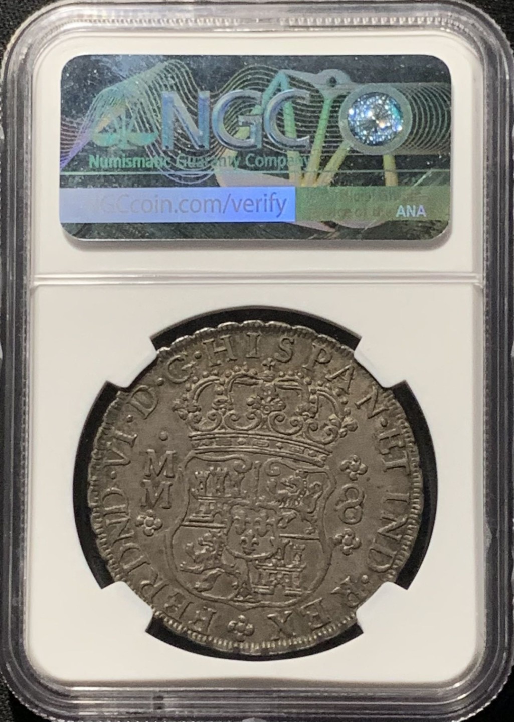 紫瑗钱币——第227期拍卖 墨西哥 1759年 MO MM 在华流通 地球双柱 8里亚尔 银币 NGC AU50 熟美包浆