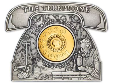 【海寧潮】拍卖第四十八期【双11狂嗨】 - 【海寧潮】巴巴多斯2022年贝尔逝世电话形3盎司可转动银币，原价2990