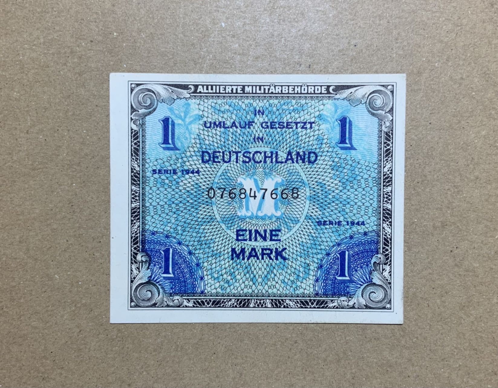 收藏联盟Quantum Auction 第207期拍卖 德国1944年二战盟军货币1马克 品相unc- 全新稀少