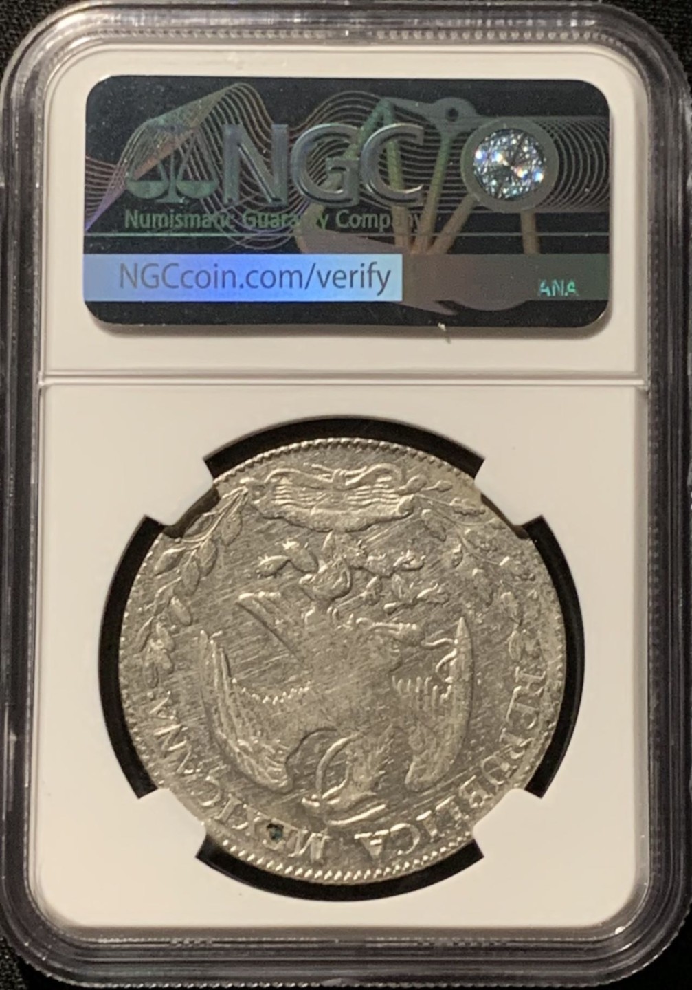 紫瑗钱币——第227期拍卖 墨西哥 1864年 ZS  MO 在华流通 花边鹰洋 8里亚尔 银币 NGC AU Detail