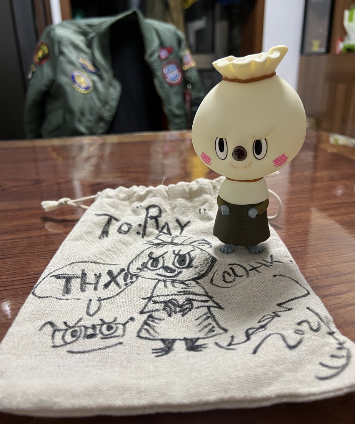 零元拍 ：龙家升老师亲笔签名签绘LABUBU， 原色Spooky