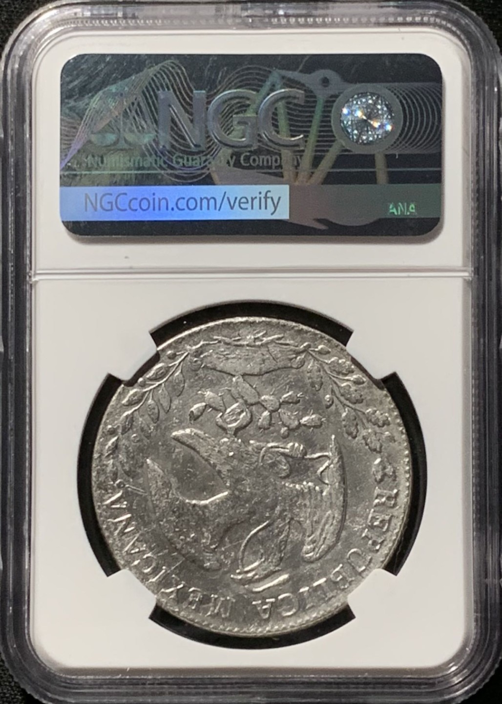 紫瑗钱币——第227期拍卖 墨西哥 1862年 GO YF 在华流通 花边鹰洋 8里亚尔 银币 NGC AU Detail