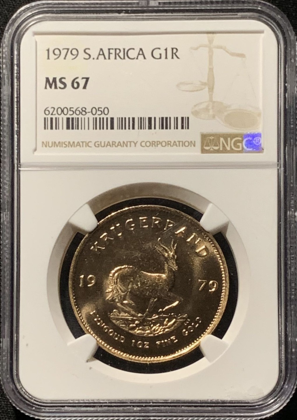 紫瑗钱币——第227期拍卖 南非 1979年 1克鲁格 金币 1盎司 纯金 NGC MS67