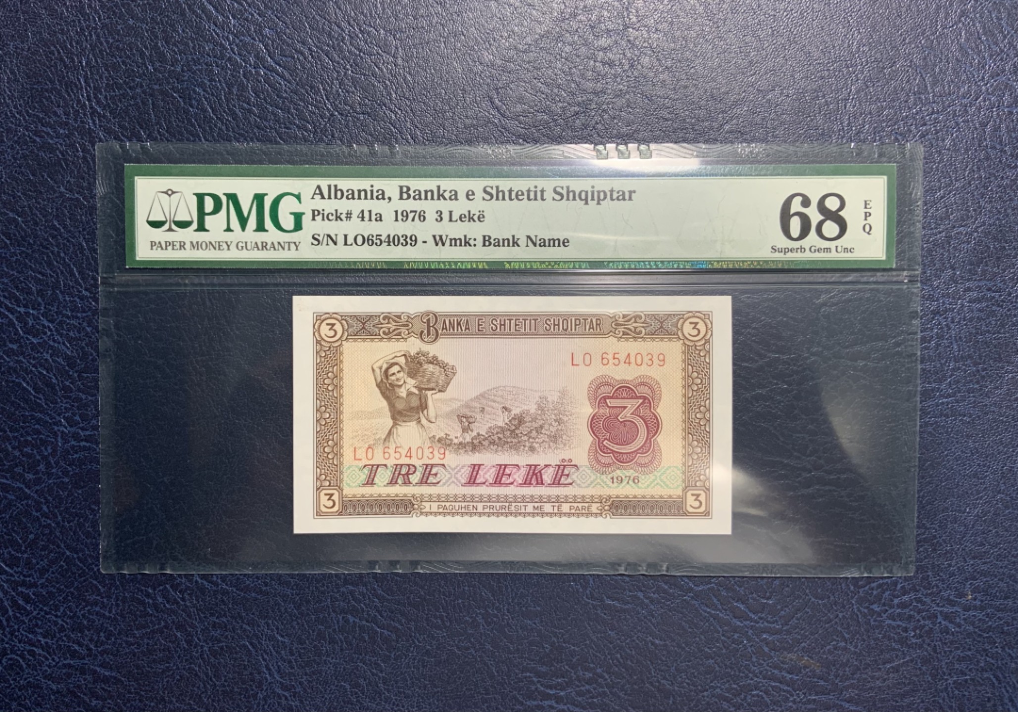 收藏联盟Quantum Auction 第207期拍卖 阿尔巴尼亚1976年3列克 PMG68 高分 中国代印