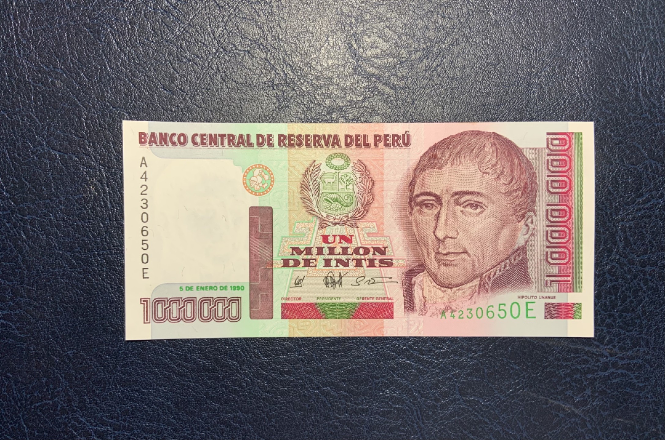 收藏联盟Quantum Auction 第207期拍卖 秘鲁1990年1000000印蒂 品相全新unc 次高值 德纳罗代印