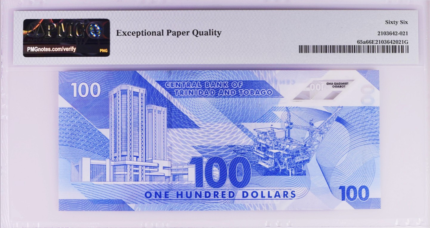 《张总收藏》79期——外币精品 特立尼达和多巴哥100元 AA冠 超稀少PMG66E 2019年