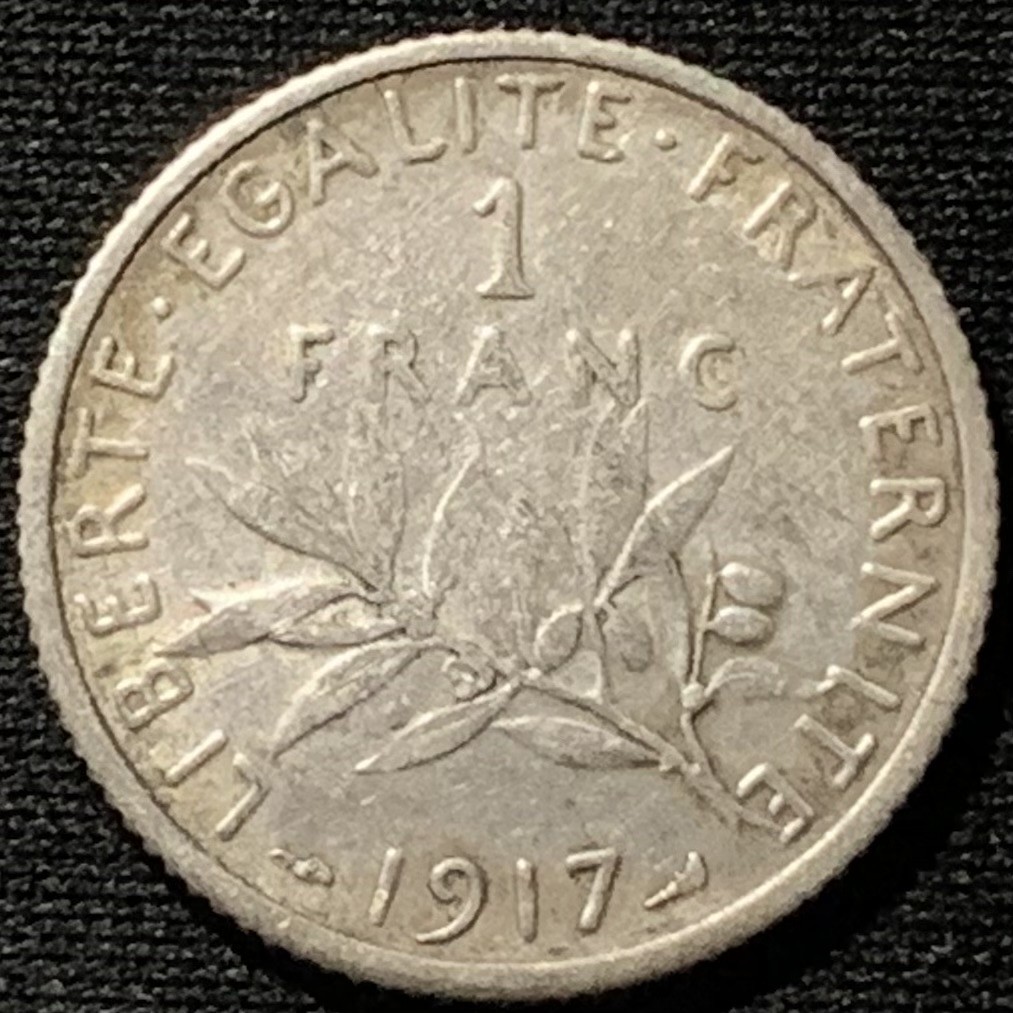 紫瑗钱币——第260期拍卖 法国 1917年 播种女神 1法郎 5克 0.835银