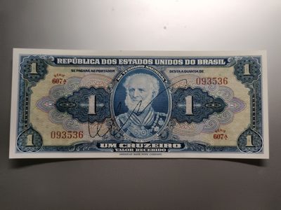 【专场20221111】新大陆——美洲纸币专题 - 【拍品003】巴西1944手签版1克鲁塞罗全新UNC