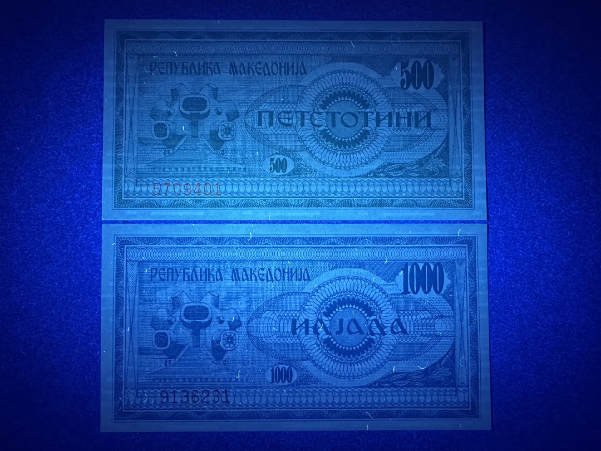 《张总收藏》79期——外币精品 马其顿500、1000第纳尔2张 UNC 1992年版