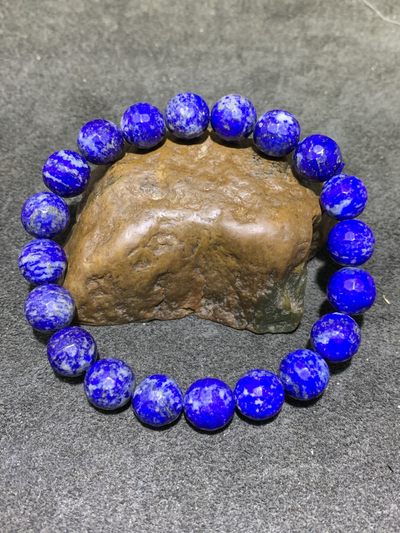 天然原矿阿富汗老矿青金石钻石切工手串一条， - 天然原矿阿富汗老矿青金石钻石切工手串一条，