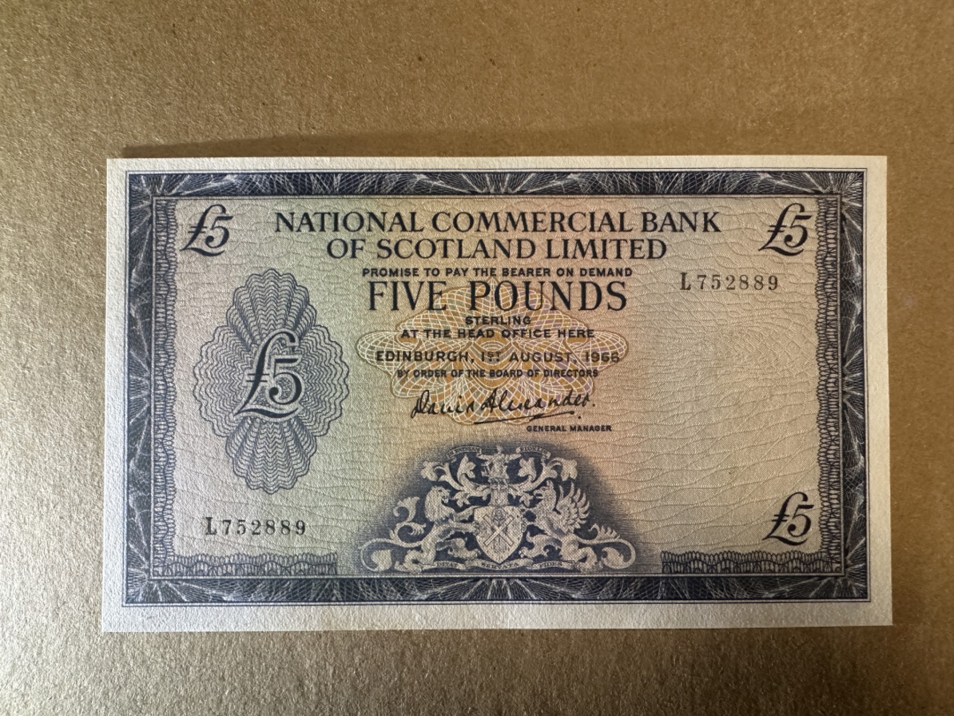 《张总收藏》79期——外币精品 苏格兰5镑 UNC 1966年 国家商业银行