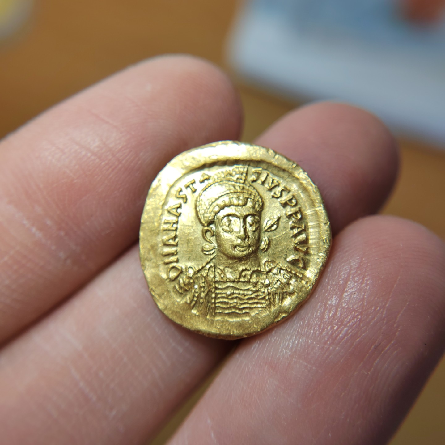 王之爱好～打制钱币 拜占庭帝国阿纳斯塔修斯一世金币