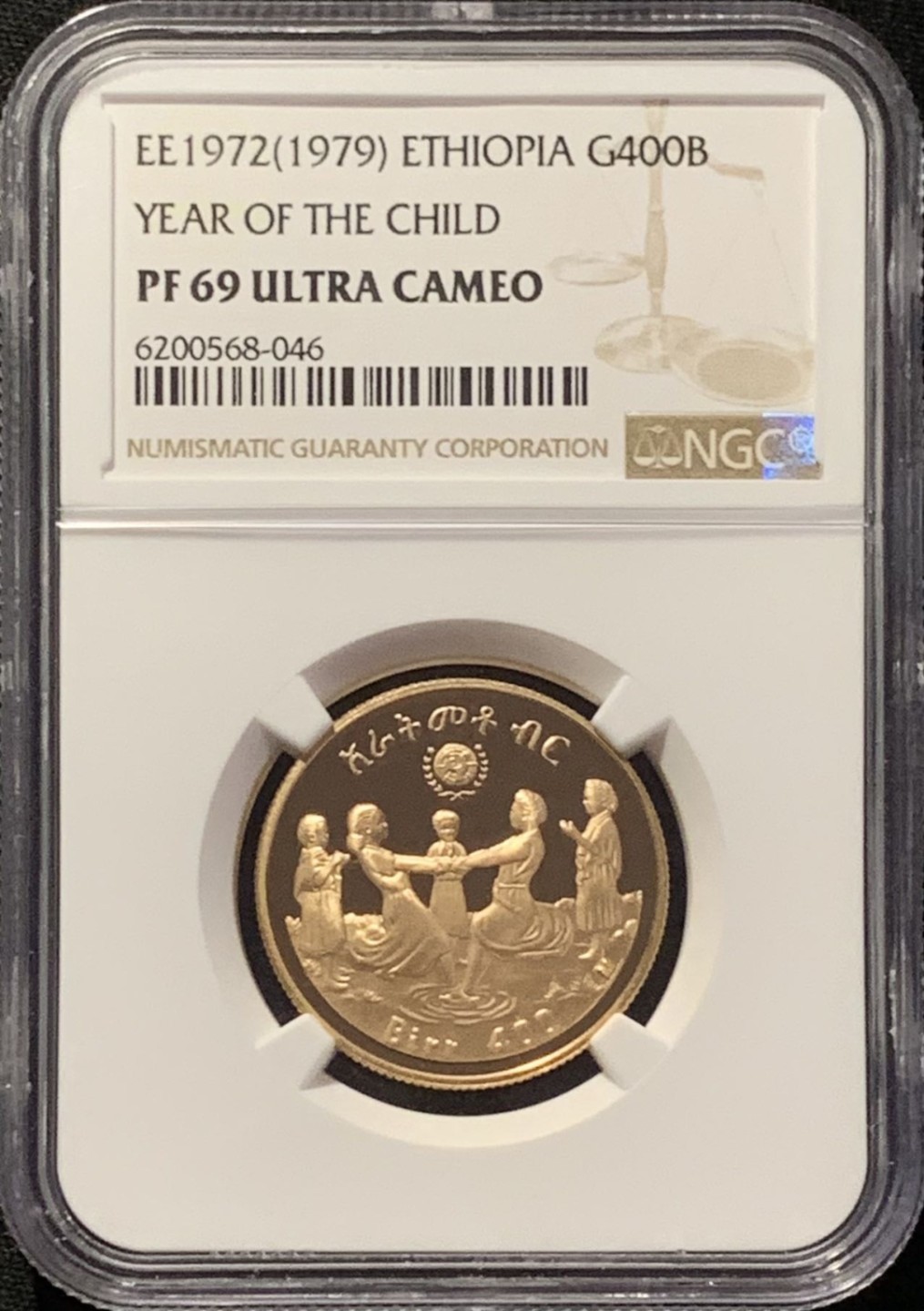 紫瑗钱币——第244期拍卖 埃塞俄比亚 1979年 国际儿童年 400比尔 金币 NGC PR69 UC