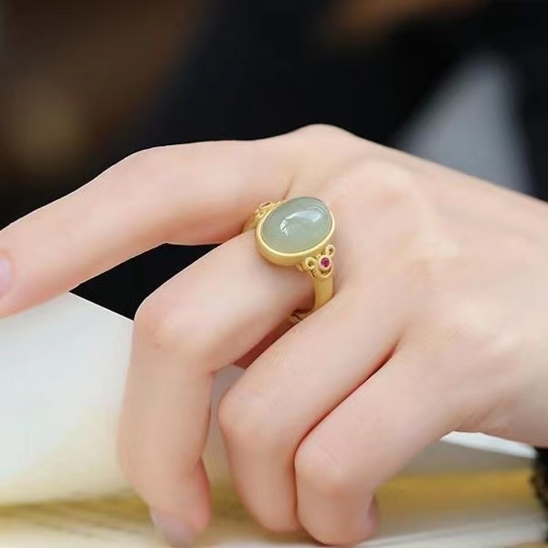 精致鸽蛋女款开口戒指简约镀金可调节中国风宫廷风复古指环手饰品 颜色备注